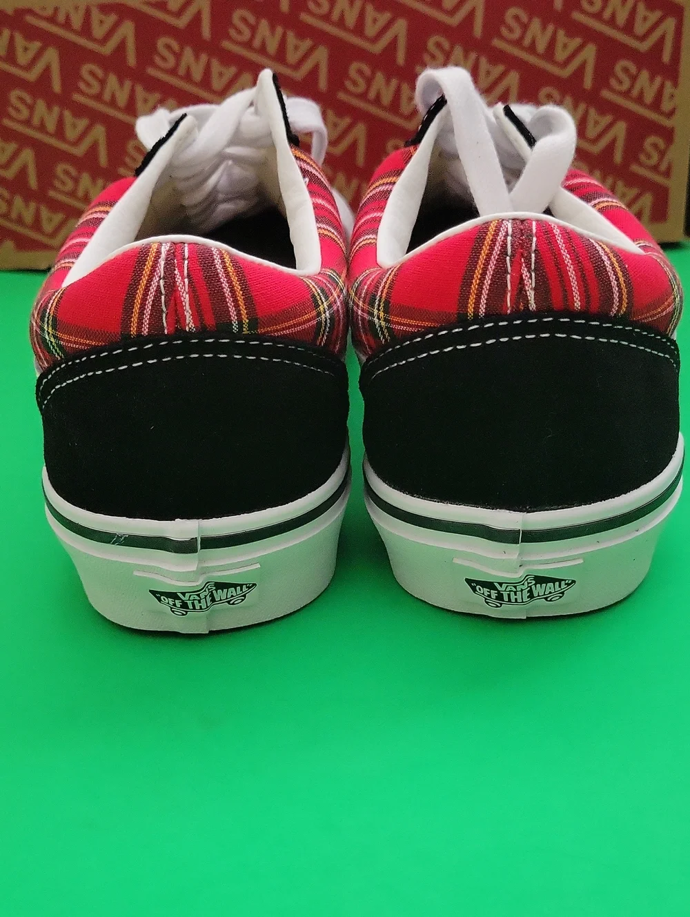 Vans Old Skool Red Plaid with Black Suede Accents